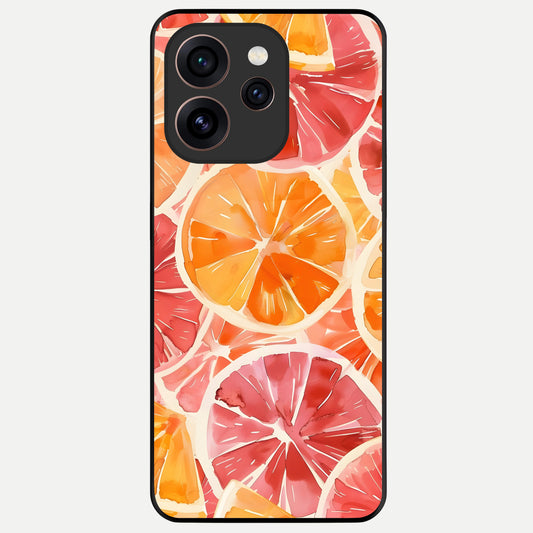  Orange Fruits Pattern Glass Case For Oppo Reno 15 Pro back cover – full design glossy printed glass finish