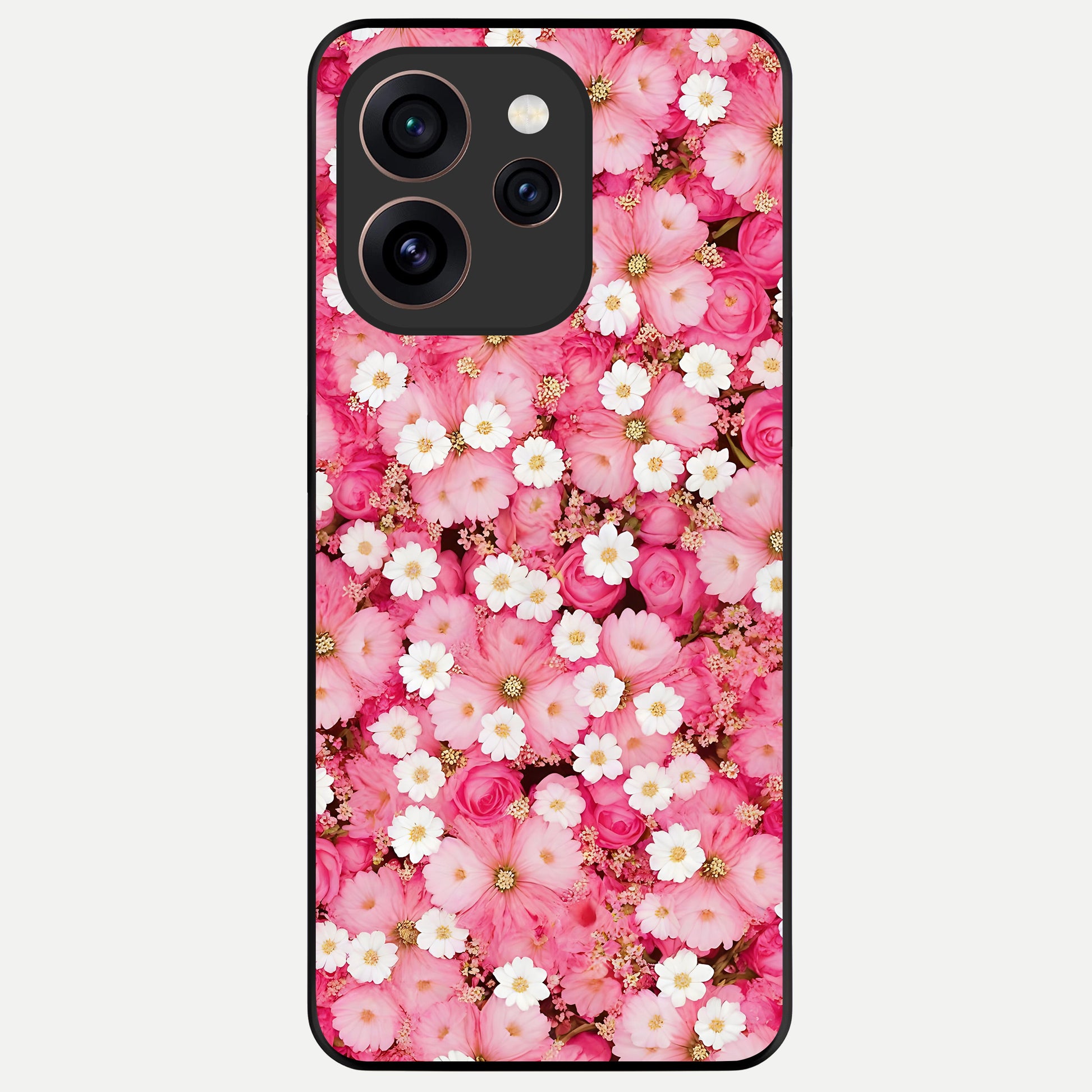  Pink Daisy Bliss Glass Case For Oppo Reno 15 Pro back cover – full design glossy printed glass finish