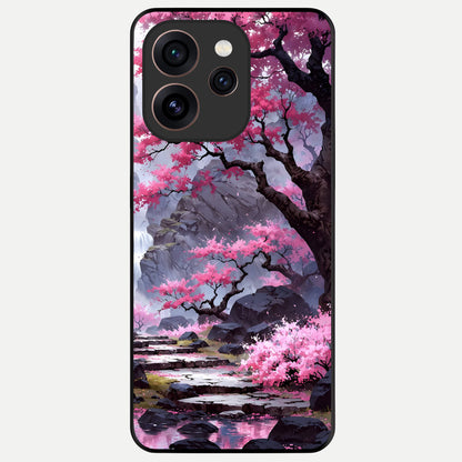  Pink Sunflower Glow Glass Case For Oppo Reno 15 Pro back cover – full design glossy printed glass finish