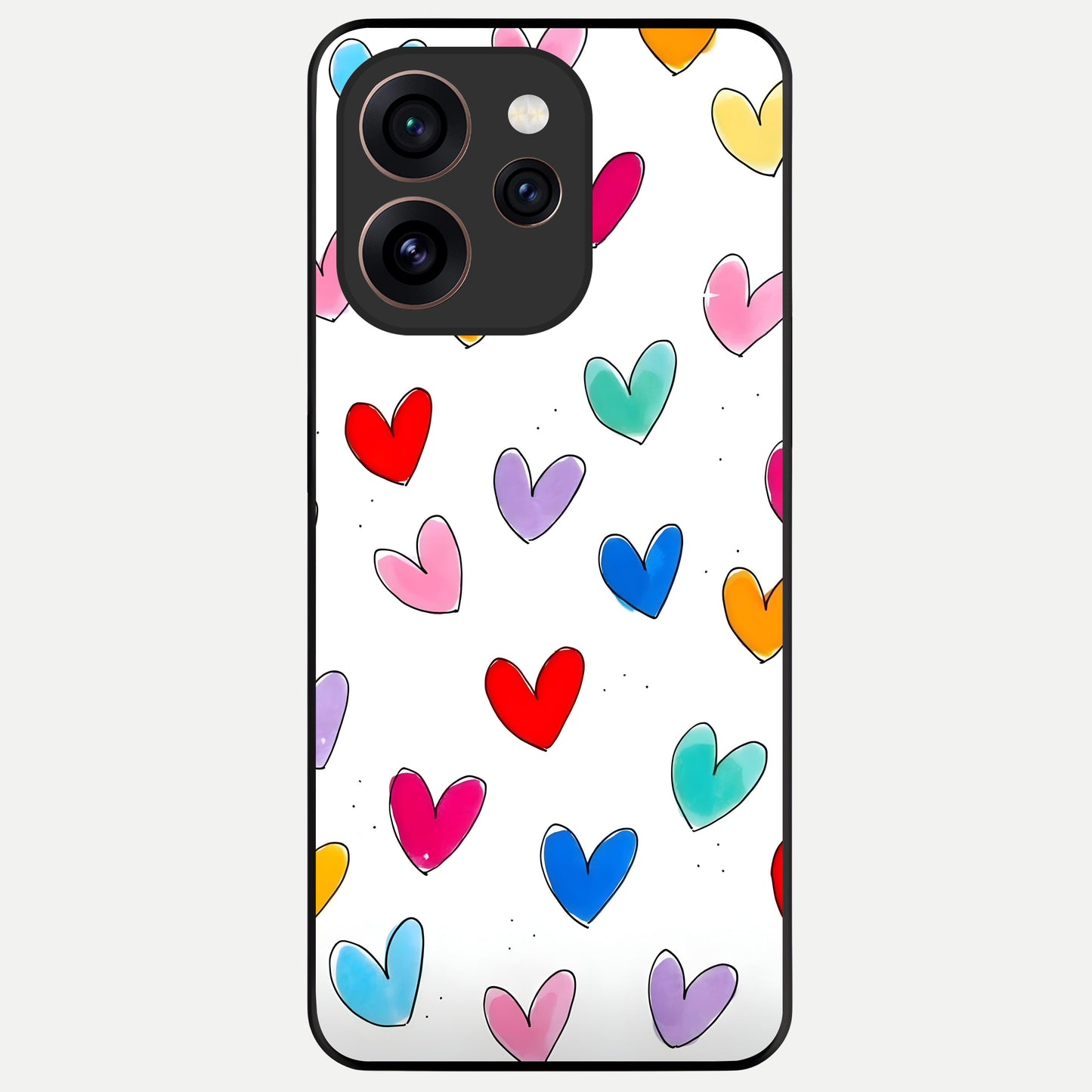  Playful Love Doodles Glass Case For Oppo Reno 15 Pro back cover – full design glossy printed glass finish
