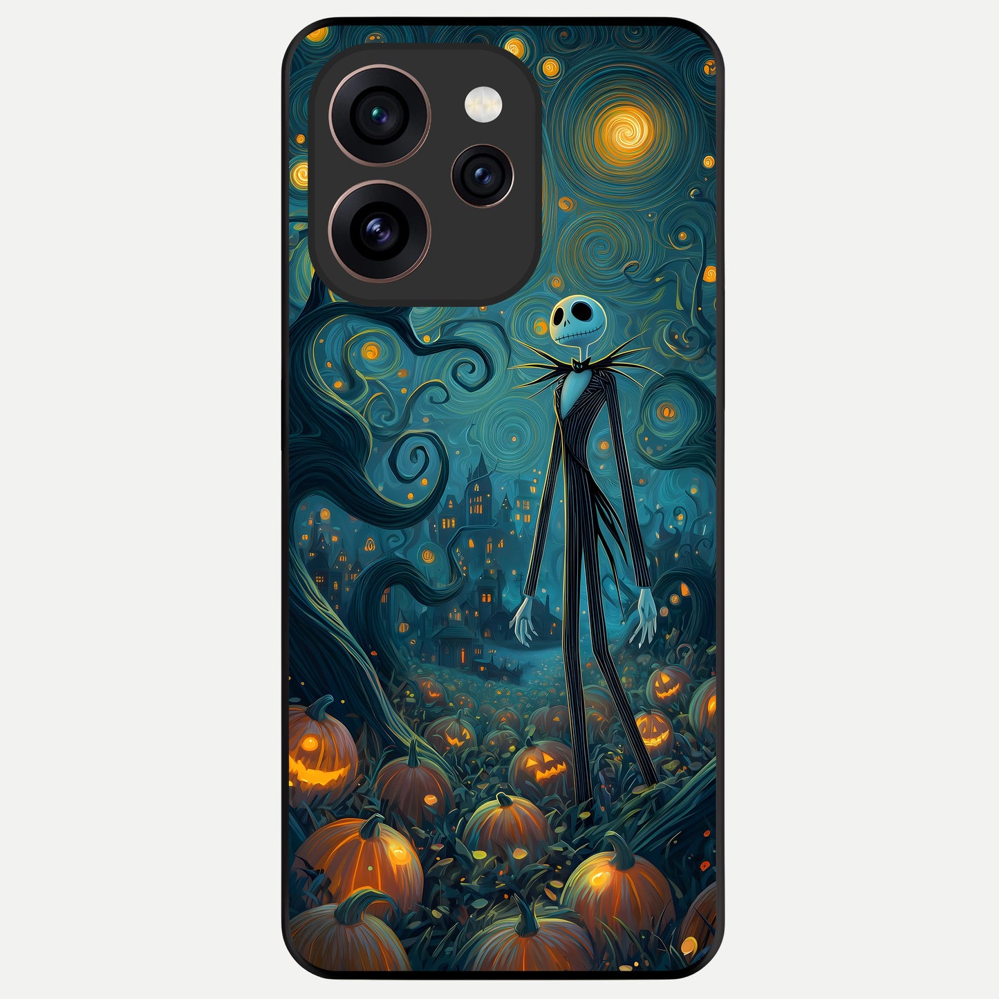  Pumpkin Moon Night Glass Case For Oppo Reno 15 Pro back cover – full design glossy printed glass finish