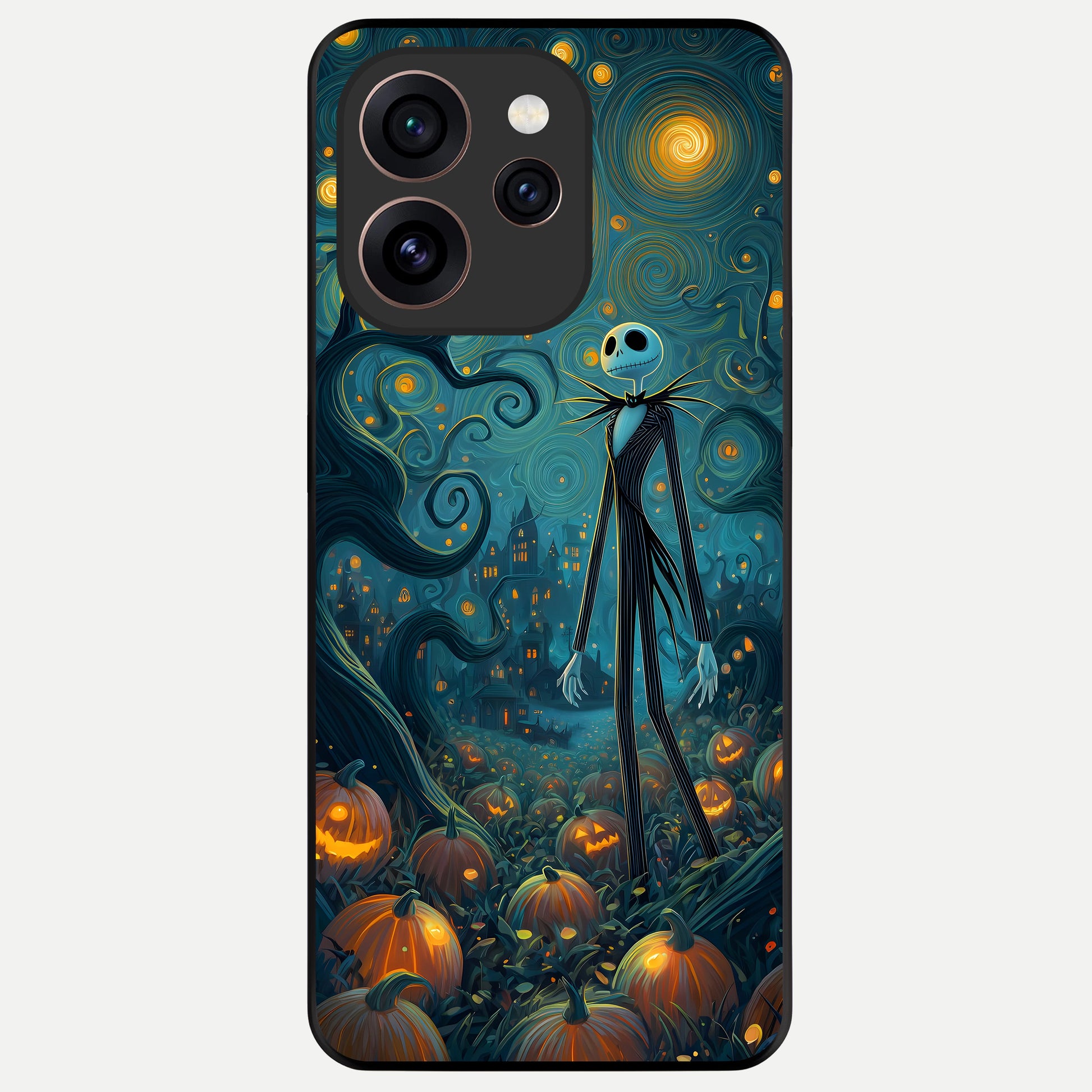 Pumpkin Moon Night Glass Case For Oppo Reno 15 Pro back cover – full design glossy printed glass finish