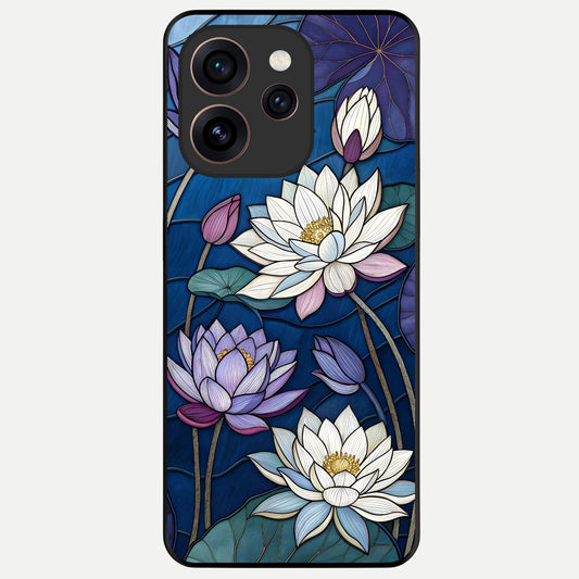  Purple Lotus Stained Glass Case For Oppo Reno 15 Pro back cover – full design glossy printed glass finish