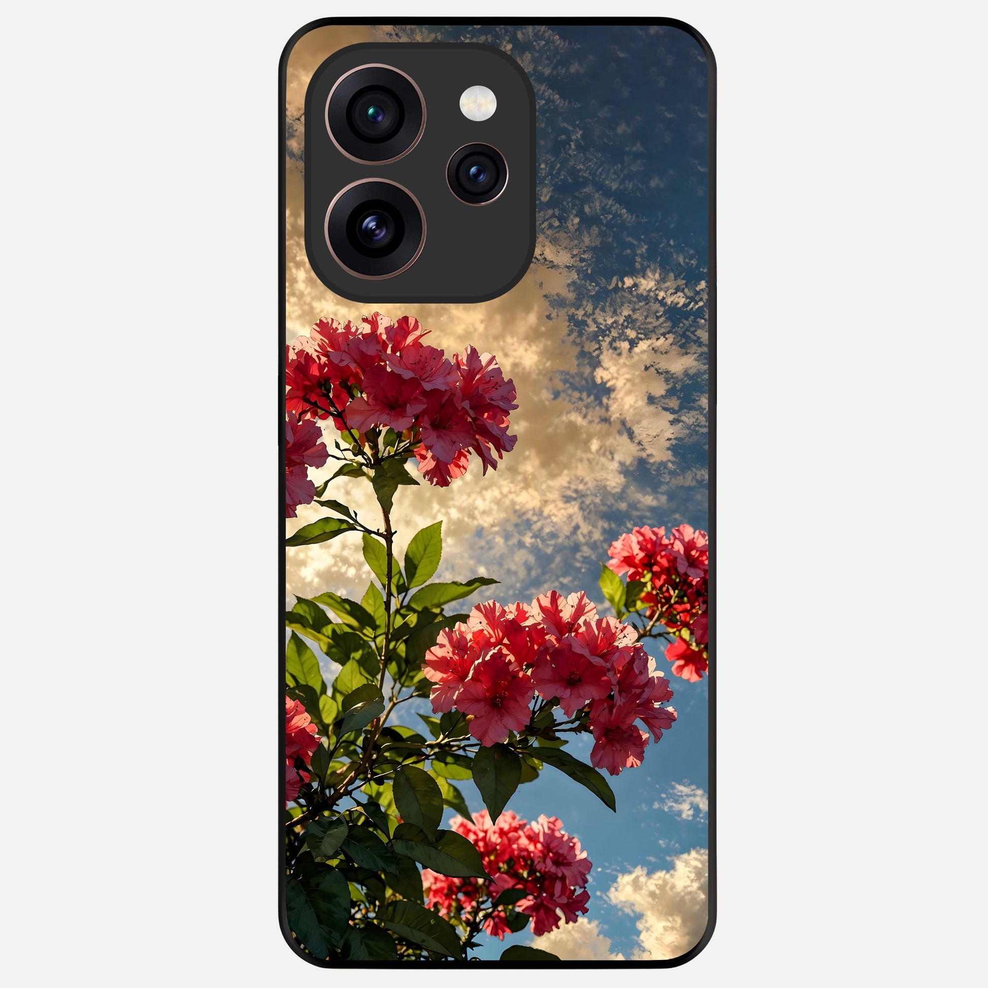  Red Bloom Skies Glass Case For Oppo Reno 15 Pro back cover – full design glossy printed glass finish
