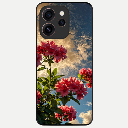  Red Bloom Skies Glass Case For Oppo Reno 15 Pro back cover – full design glossy printed glass finish