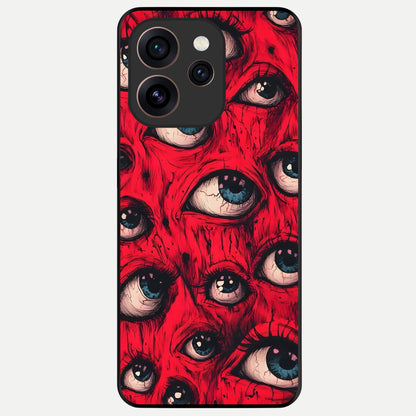  Red Eyes Pattern Glass Case For Oppo Reno 15 Pro back cover – full design glossy printed glass finish
