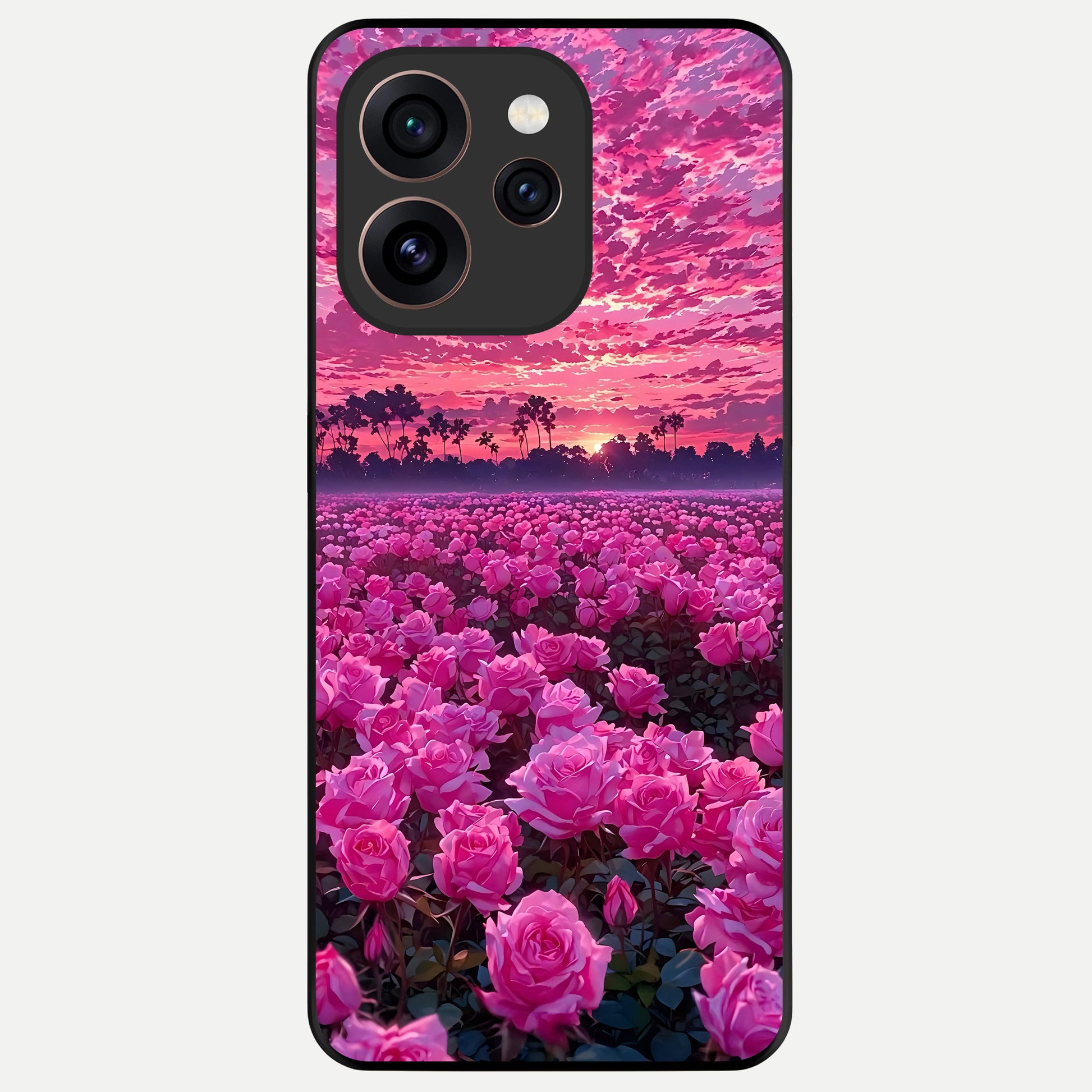  Rose Sunset Valley Glass Case For Oppo Reno 15 Pro back cover – full design glossy printed glass finish