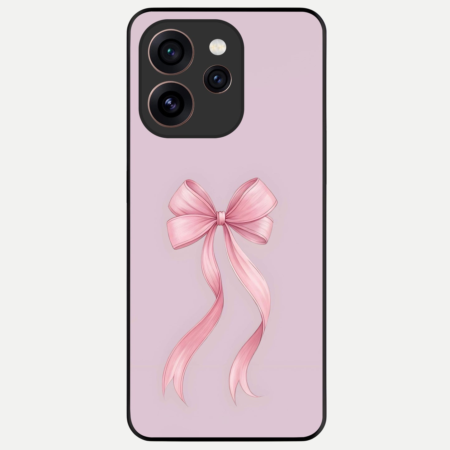  Soft Blush Bow Glass Case For Oppo Reno 15 Pro back cover – full design glossy printed glass finish