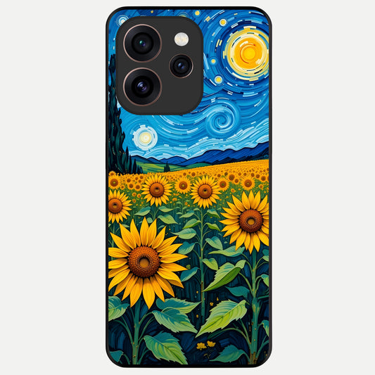 Starry Sunflower Dreams Glass Case For Oppo Reno 15 Pro back cover – full design glossy printed glass finish