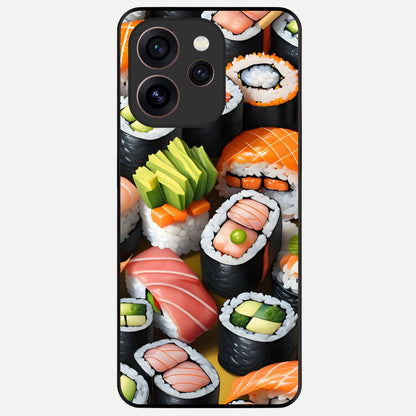  Sushi Food Pattern Glass Case For Oppo Reno 15 Pro back cover – full design glossy printed glass finish