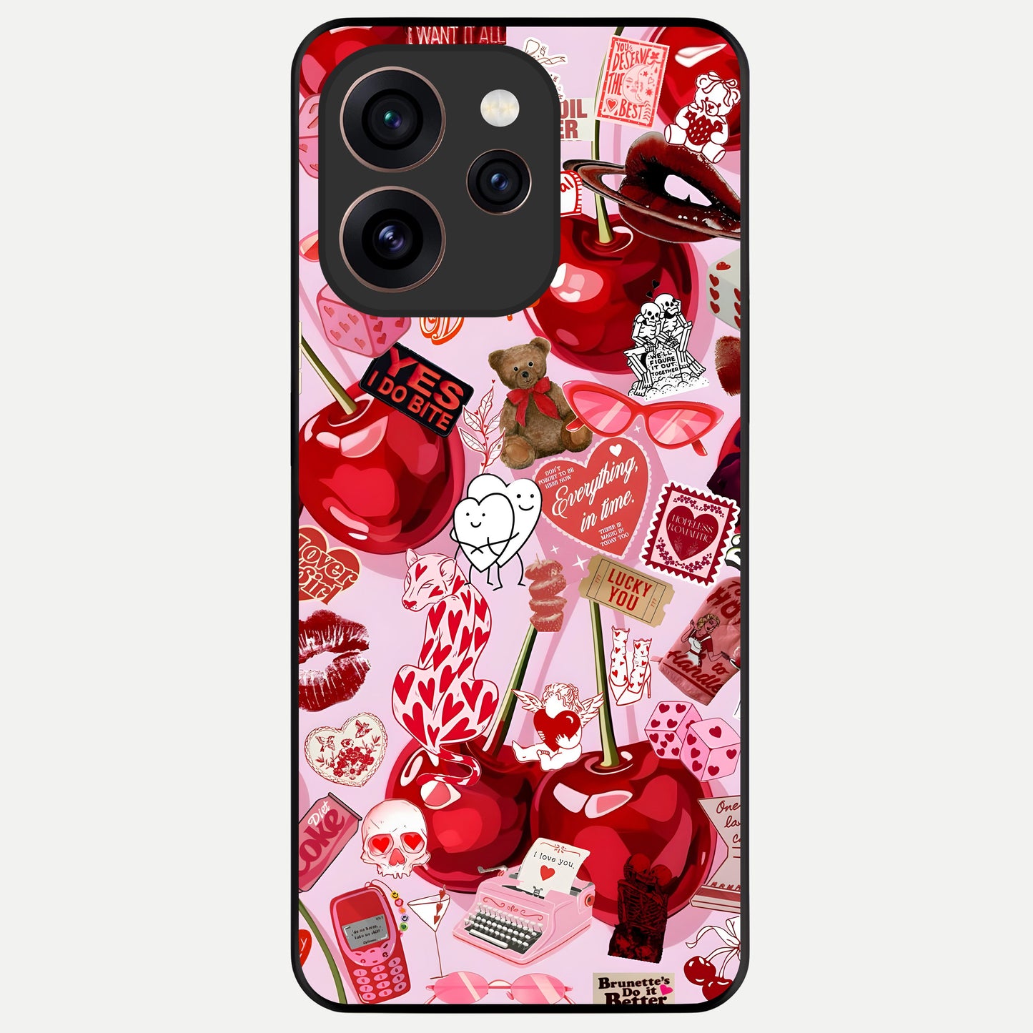  Sweet Cherry Chaos Glass Case For Oppo Reno 15 Pro back cover – full design glossy printed glass finish