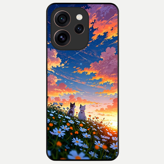  Two Cats Friends Glass Case For Oppo Reno 15 Pro back cover – full design glossy printed glass finish