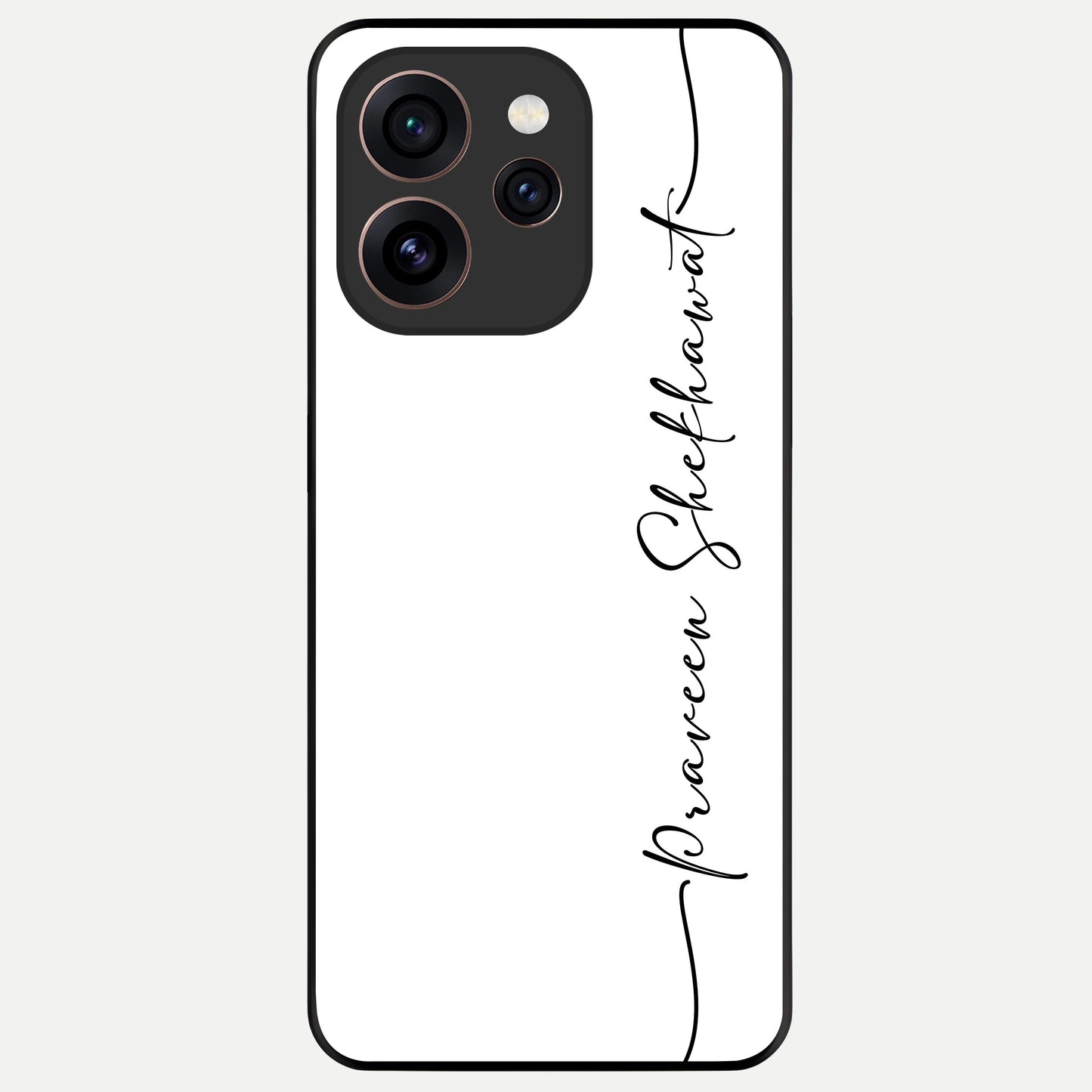  White Tune Custom Name Glass Case For Oppo Reno 15 Pro back cover – personalized glossy printed glass finish