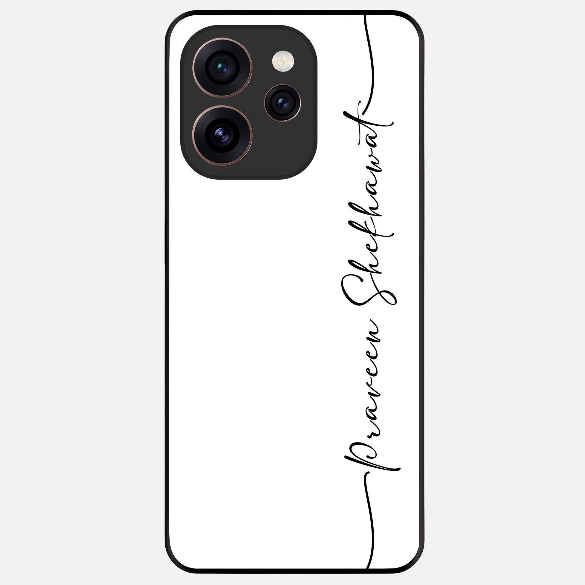  White Tune Custom Name Glass Case For Oppo Reno 15 Pro back cover – personalized glossy printed glass finish