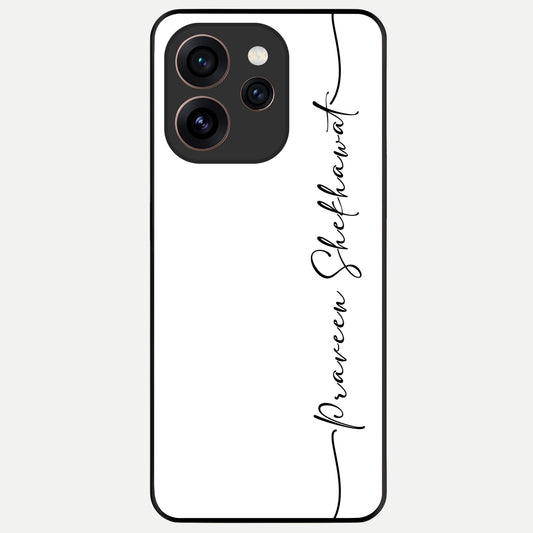  White Tune Custom Name Glass Case For Oppo Reno 15 Pro back cover – personalized glossy printed glass finish