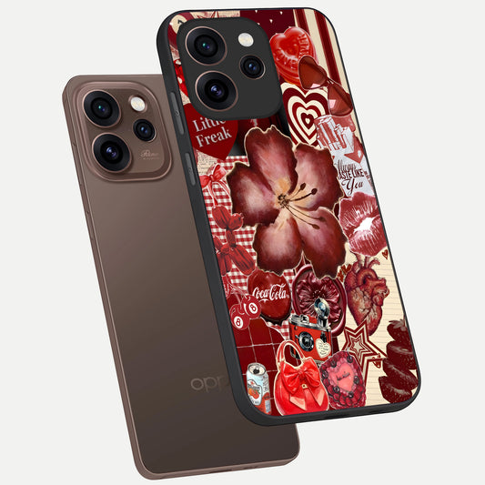 Aesthetic Little Freak phone case For Oppo Reno 15 Pro showing premium glass back cover with detailed artwork