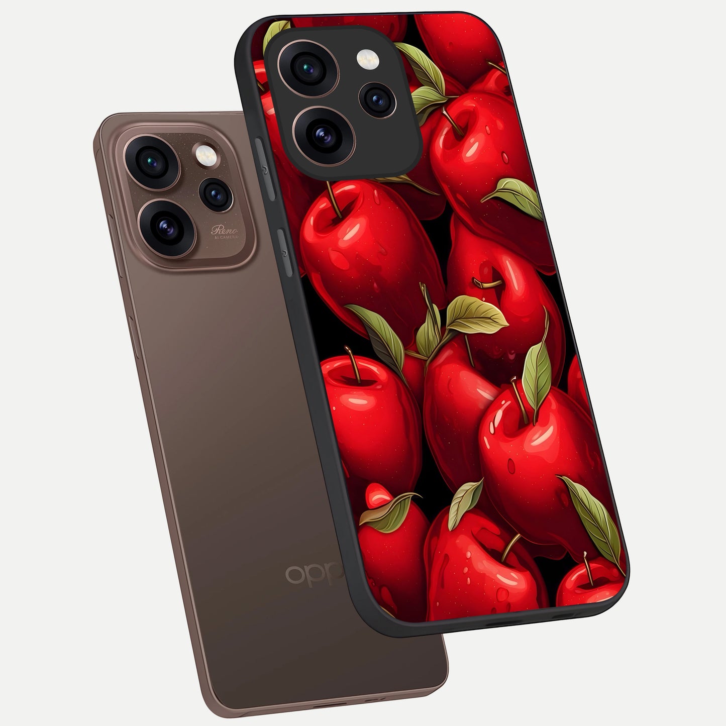  Apple Pattern phone case For Oppo Reno 15 Pro showing premium glass back cover with detailed artwork