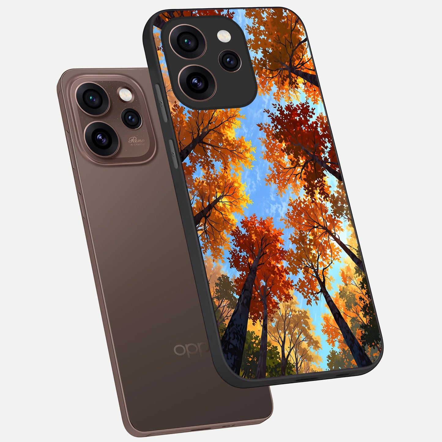  Autumn Sky Rise phone case For Oppo Reno 15 Pro showing premium glass back cover with detailed artwork
