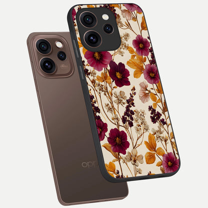  Autumn Wine Bloom phone case For Oppo Reno 15 Pro showing premium glass back cover with detailed artwork