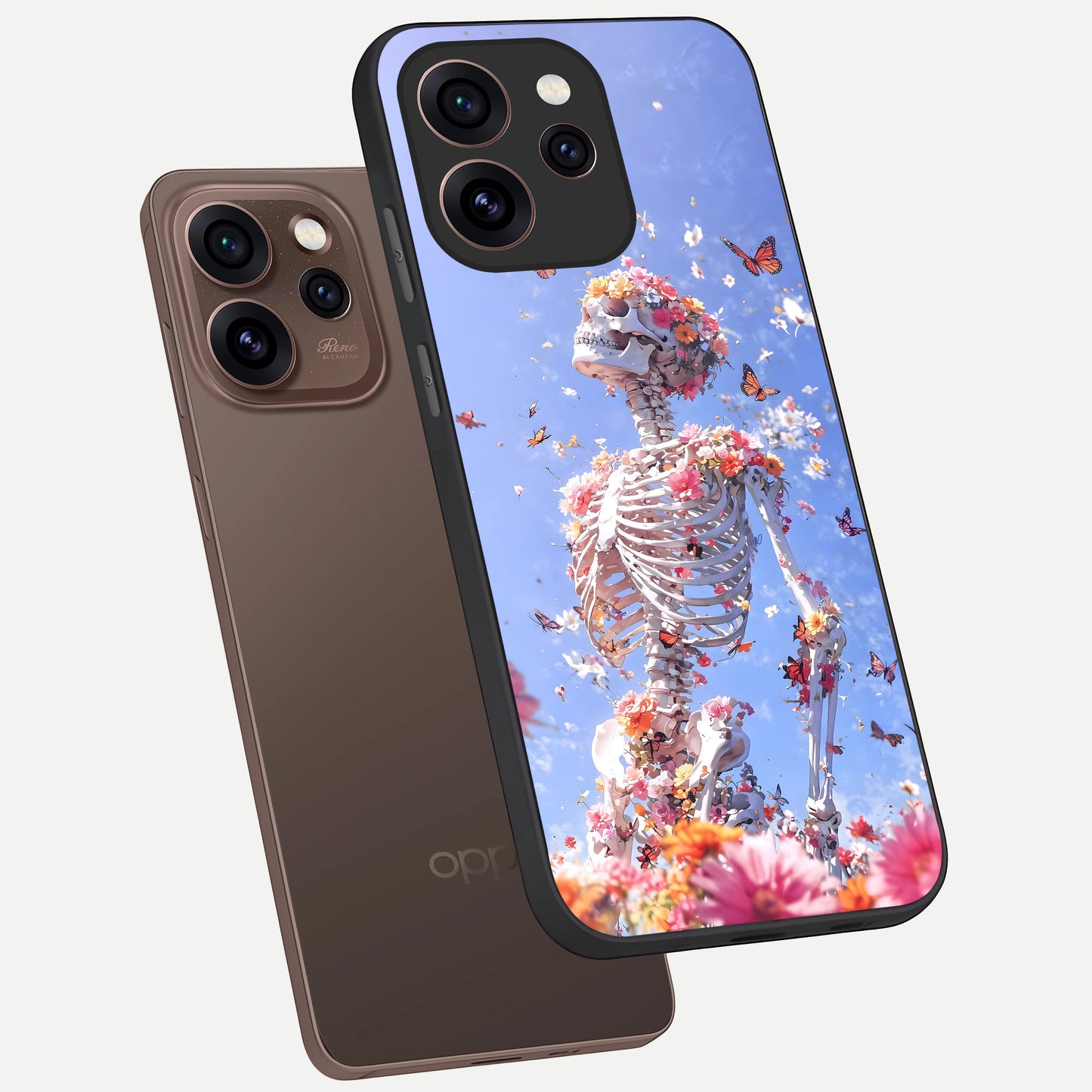  Bloom Beyond Bones phone case For Oppo Reno 15 Pro showing premium glass back cover with detailed artwork