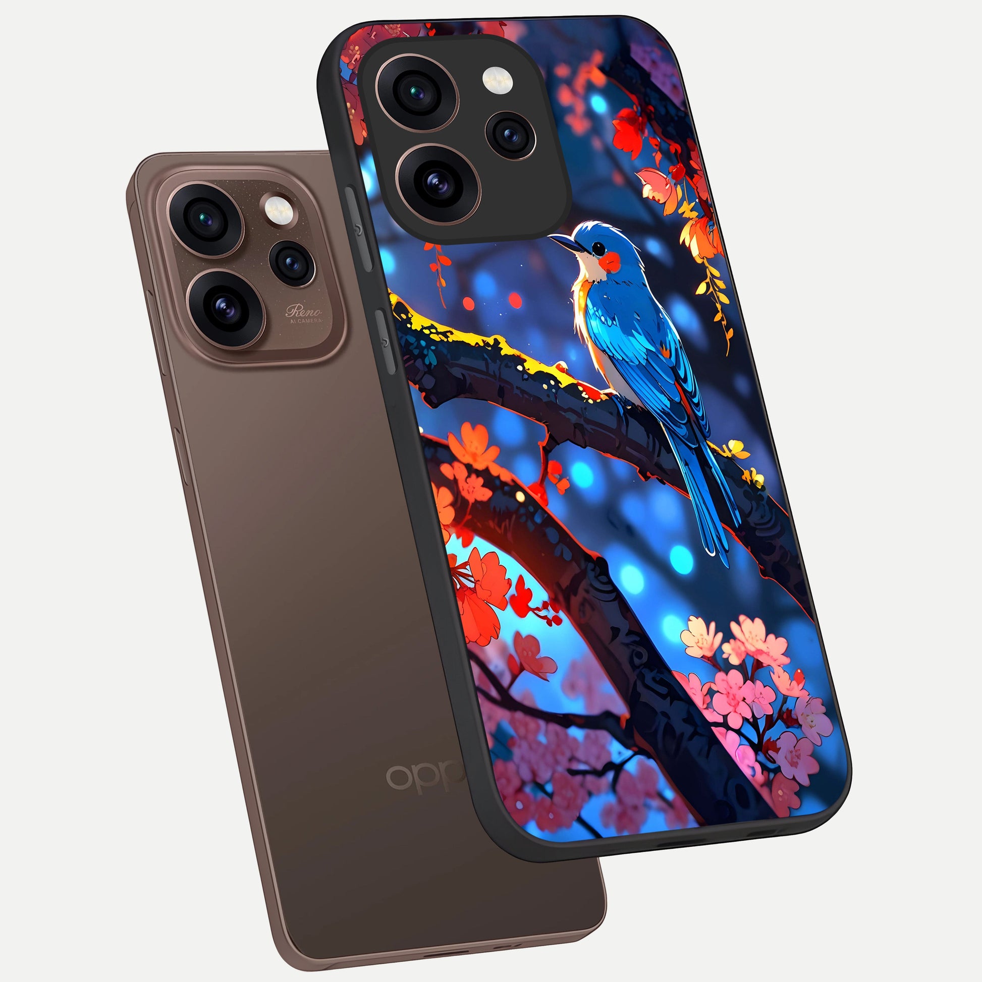  Blooming Water Drift phone case For Oppo Reno 15 Pro showing premium glass back cover with detailed artwork