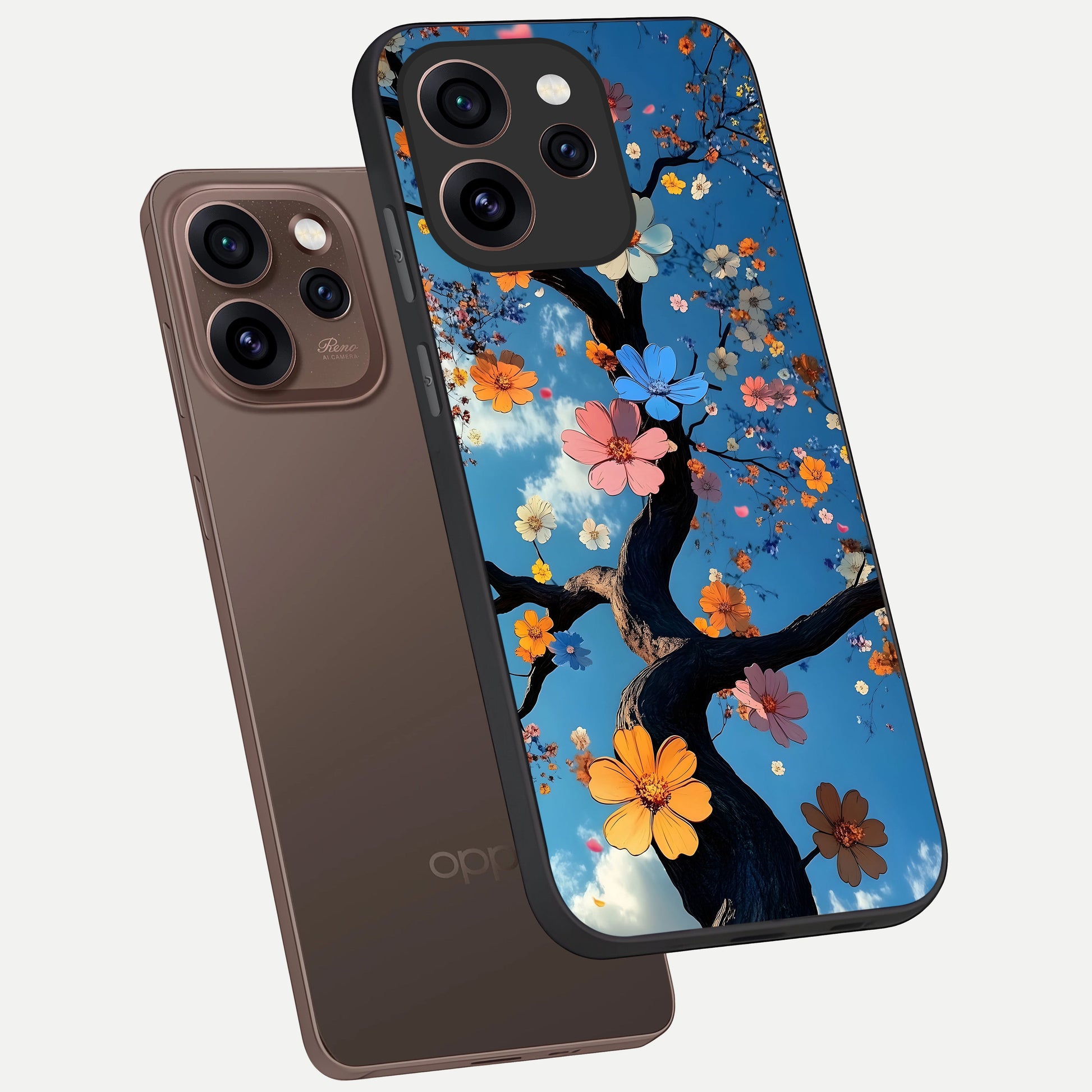  Blossom Dream Sky phone case For Oppo Reno 15 Pro showing premium glass back cover with detailed artwork