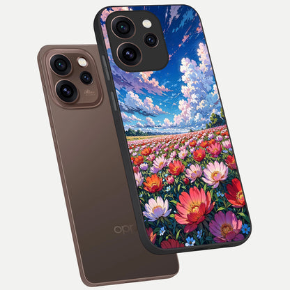  Blossom Sky Field phone case For Oppo Reno 15 Pro showing premium glass back cover with detailed artwork