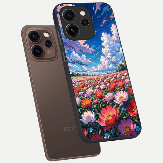  Blossom Sky Field phone case For Oppo Reno 15 Pro showing premium glass back cover with detailed artwork