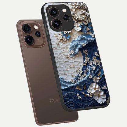  Blossom Wave Art phone case For Oppo Reno 15 Pro showing premium glass back cover with detailed artwork