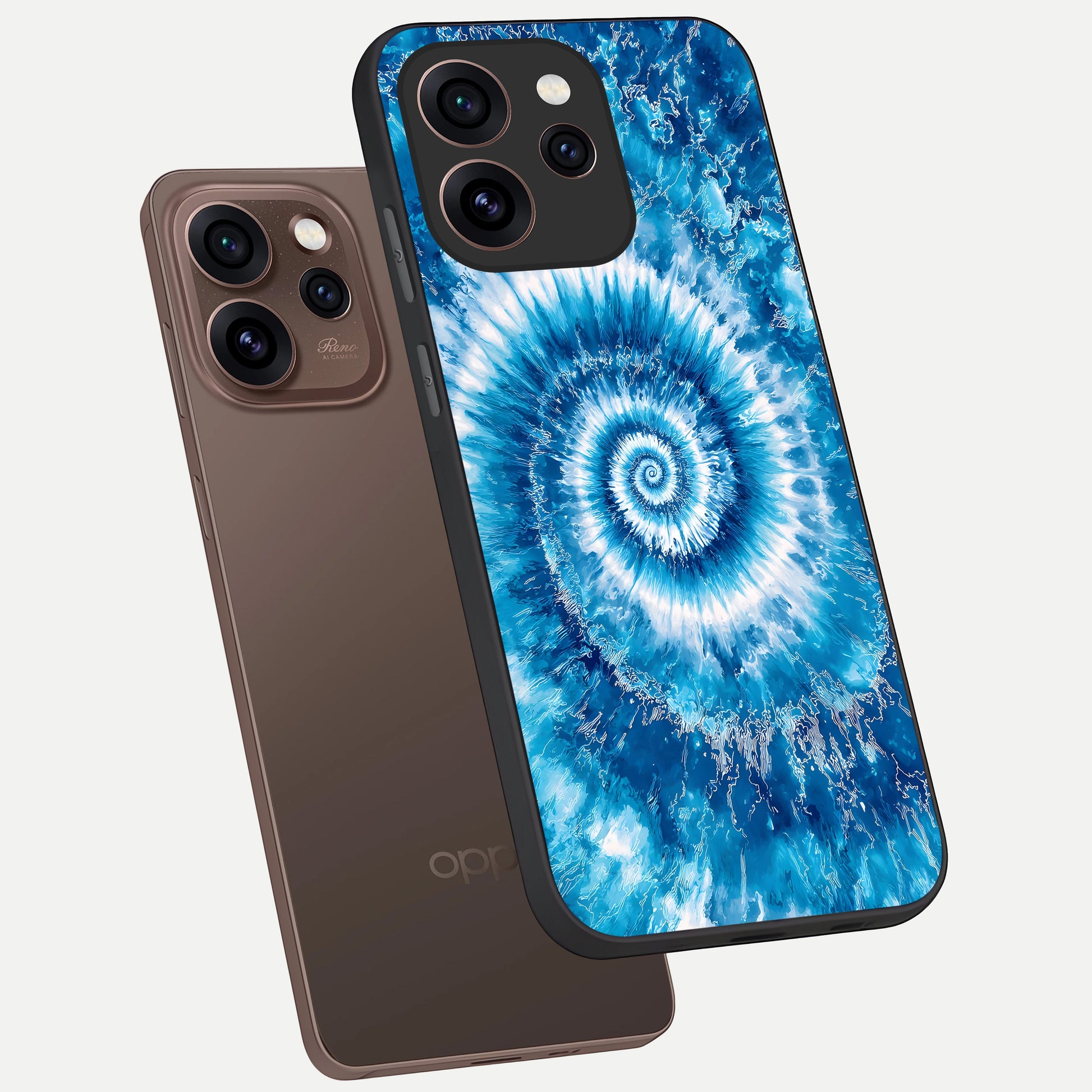  Blue Galaxy Wave phone case For Oppo Reno 15 Pro showing premium glass back cover with detailed artwork