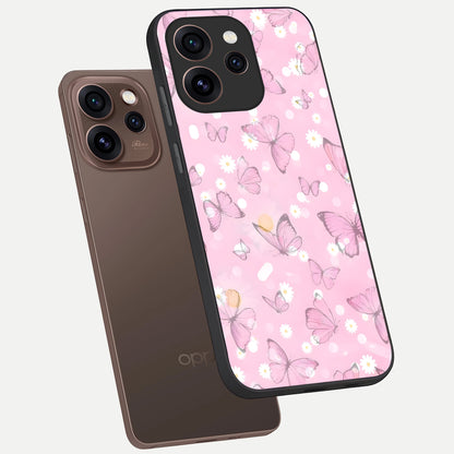  Blush Butterfly Garden phone case For Oppo Reno 15 Pro showing premium glass back cover with detailed artwork