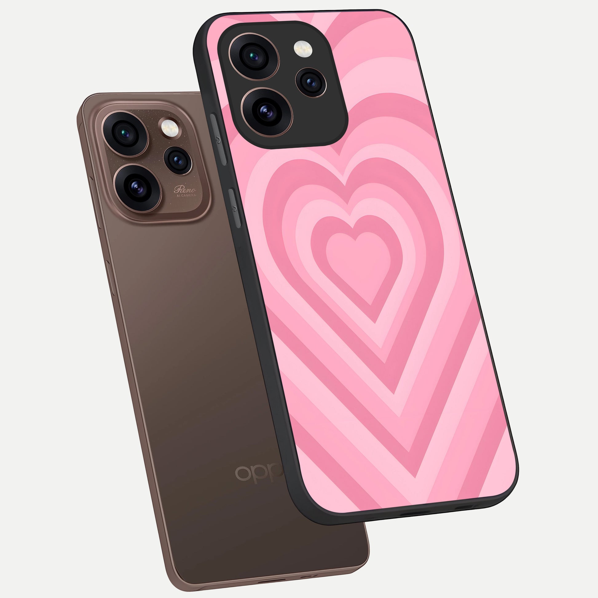  Blush Heart Waves phone case For Oppo Reno 15 Pro showing premium glass back cover with detailed artwork