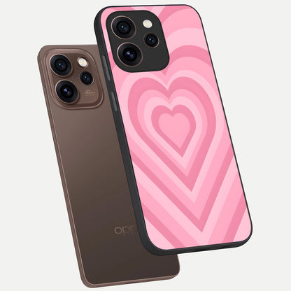  Blush Heart Waves phone case For Oppo Reno 15 Pro showing premium glass back cover with detailed artwork