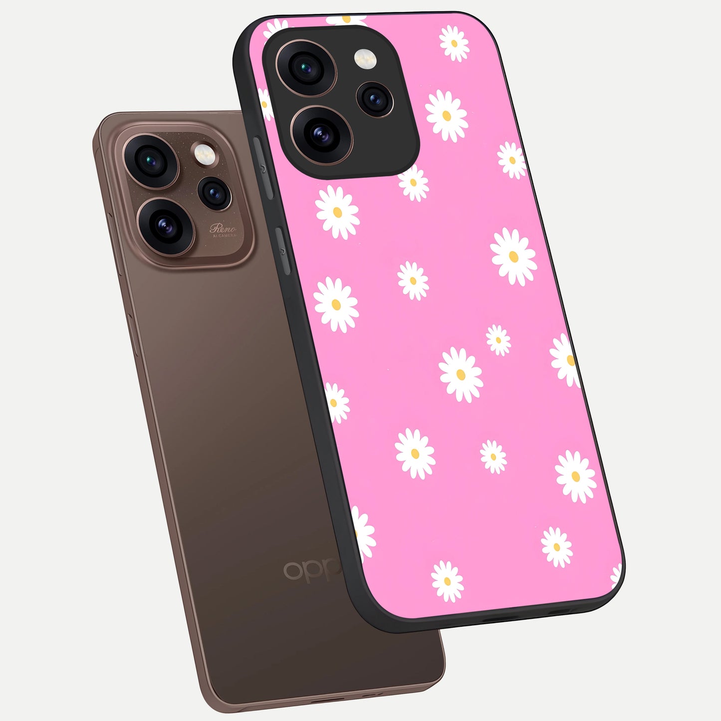 Bubblegum Daisy Pop phone case For Oppo Reno 15 Pro showing premium glass back cover with detailed artwork