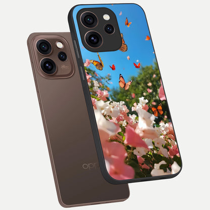  Butterflies In Bloom Sky phone case For Oppo Reno 15 Pro showing premium glass back cover with detailed artwork