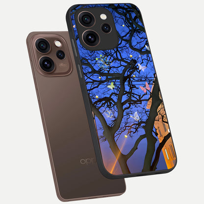  Butterfly Night Magic phone case For Oppo Reno 15 Pro showing premium glass back cover with detailed artwork