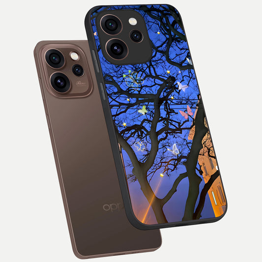  Butterfly Night Magic phone case For Oppo Reno 15 Pro showing premium glass back cover with detailed artwork