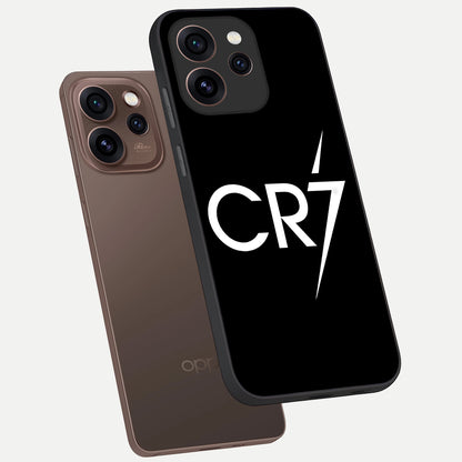  CR7 Elite Strike phone case For Oppo Reno 15 Pro showing premium glass back cover with detailed artwork