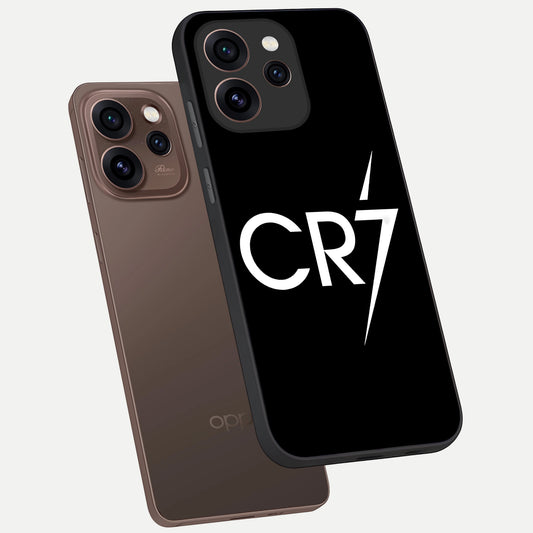  CR7 Elite Strike phone case For Oppo Reno 15 Pro showing premium glass back cover with detailed artwork