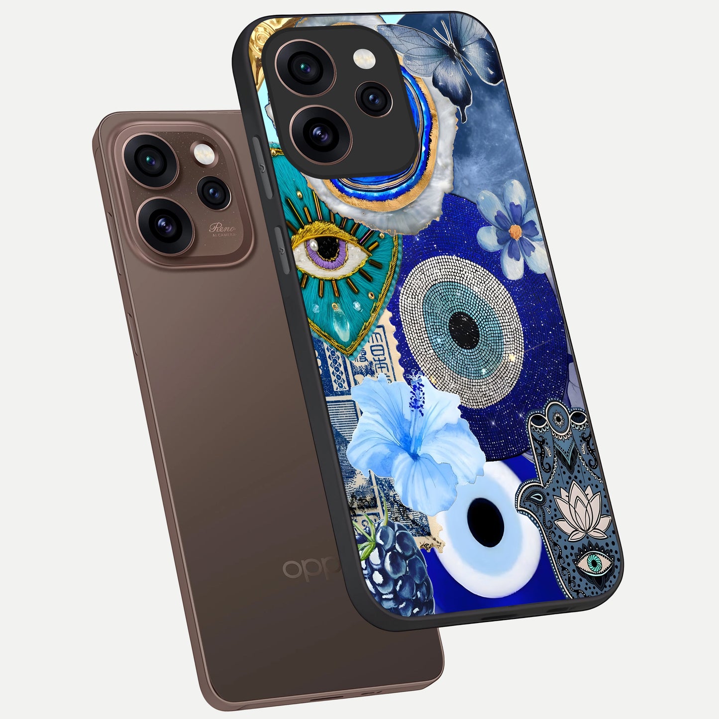  Celestial Blue Vision phone case For Oppo Reno 15 Pro showing premium glass back cover with detailed artwork
