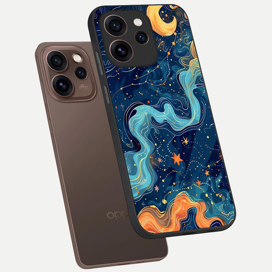  Celestial Dream Flow phone case For Oppo Reno 15 Pro showing premium glass back cover with detailed artwork