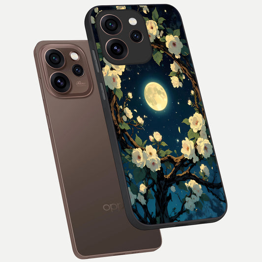  Celestial Moon And Flower phone case For Oppo Reno 15 Pro showing premium glass back cover with detailed artwork
