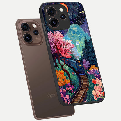  Celestial Train Journey phone case For Oppo Reno 15 Pro showing premium glass back cover with detailed artwork