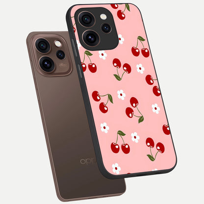  Cherry Love Mood phone case For Oppo Reno 15 Pro showing premium glass back cover with detailed artwork