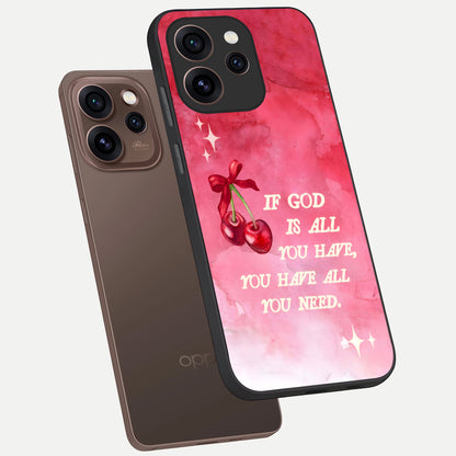  Cherry Quote phone case For Oppo Reno 15 Pro showing premium glass back cover with detailed artwork