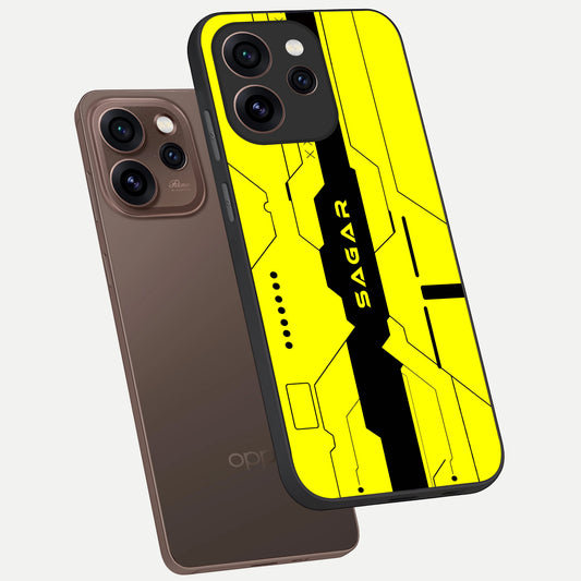  Circuit CYBERPUNK Custom Name phone case For Oppo Reno 15 Pro showing premium glass back cover with detailed artwork