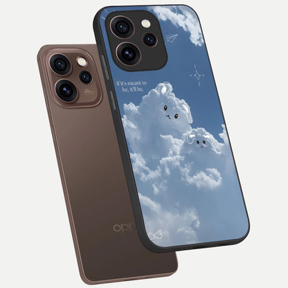  Cloud Bunny Dreams phone case For Oppo Reno 15 Pro showing premium glass back cover with detailed artwork