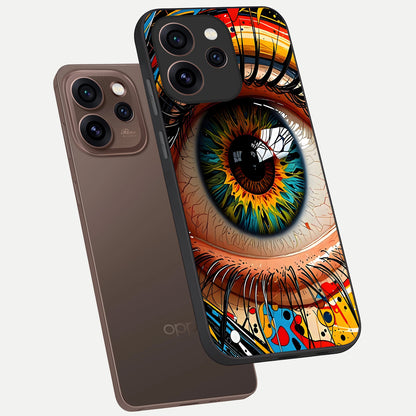  Colorful Eye phone case For Oppo Reno 15 Pro showing premium glass back cover with detailed artwork