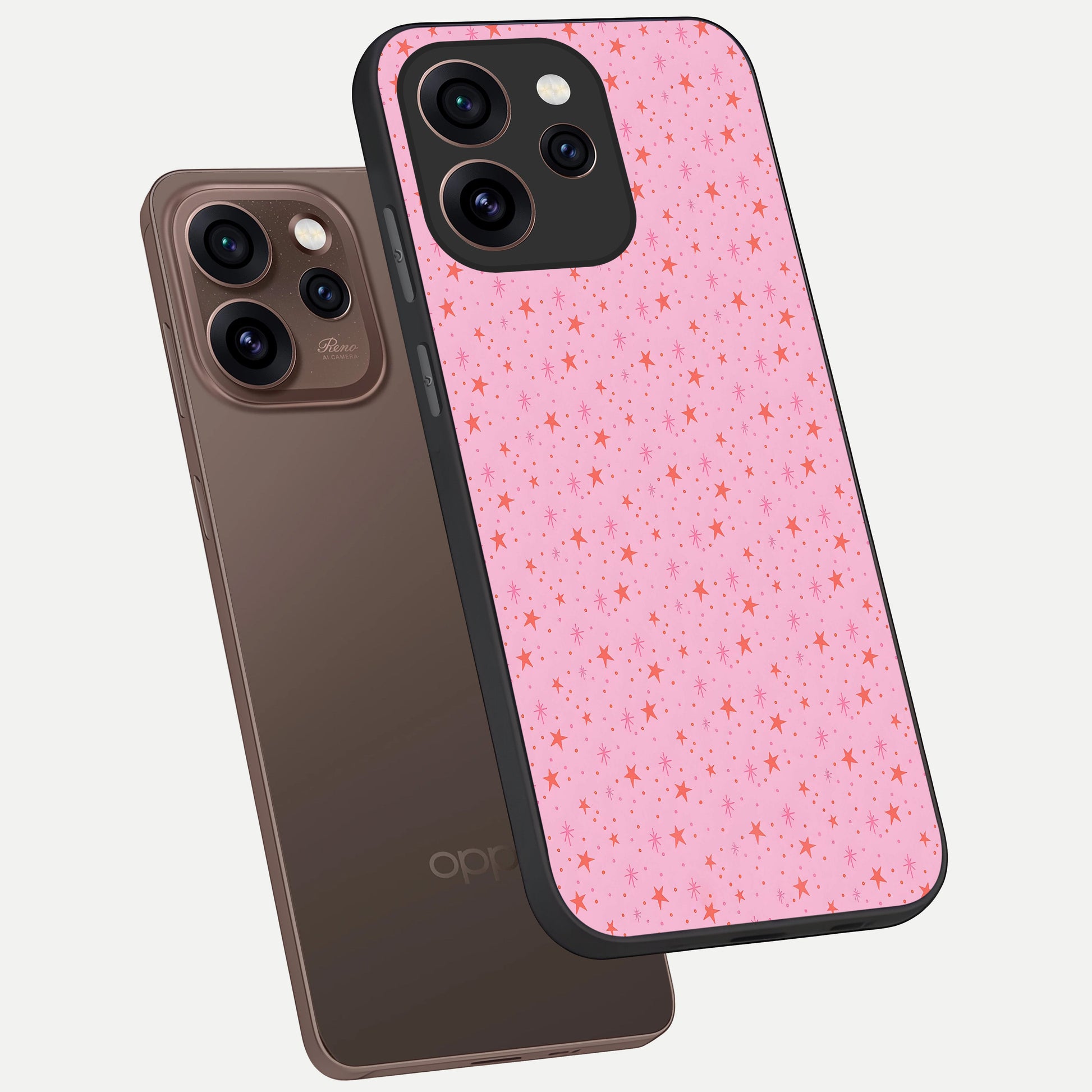  Cosmic Pink Sparkle phone case For Oppo Reno 15 Pro showing premium glass back cover with detailed artwork