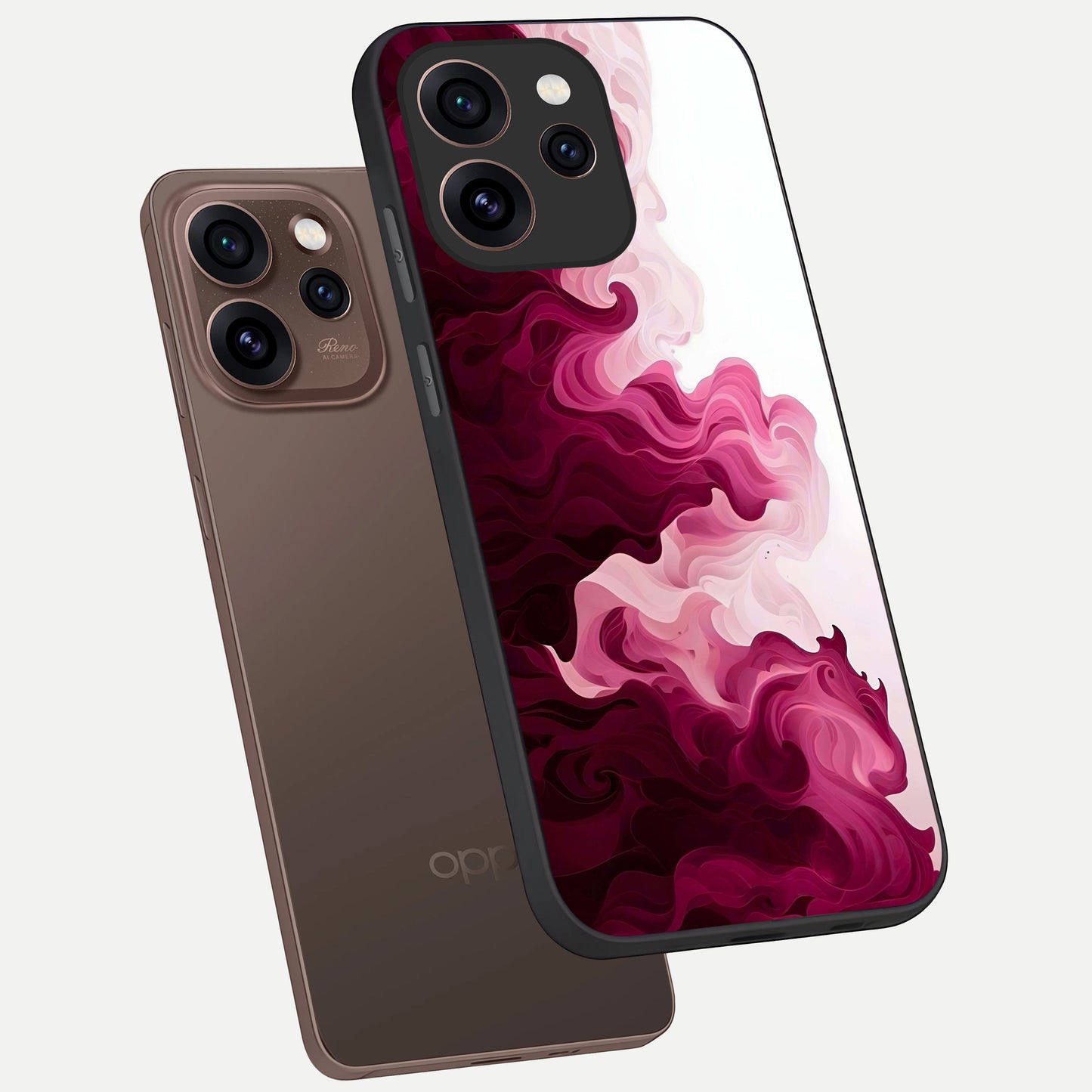  Crimson Wave Flow phone case For Oppo Reno 15 Pro showing premium glass back cover with detailed artwork